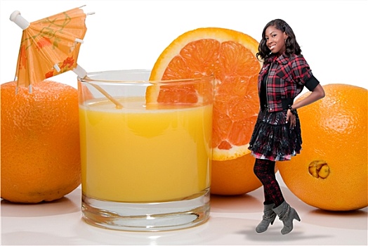 黑色,青少年,橙汁