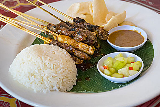 烤制食品,烤串,稻米,餐馆,巴厘岛,印度尼西亚