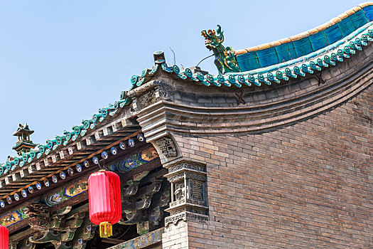 古代传统建筑檐角屋檐斗拱,山西省平遥古城城隍庙