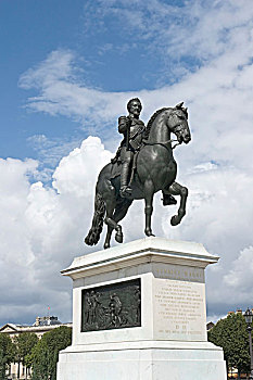 骑马,铜像,亨利四世,法国,马,佛罗伦萨,雕塑,国王,修复,1818年,广场,巴黎,欧洲