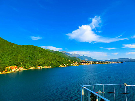 风景,游轮,湾,黑山