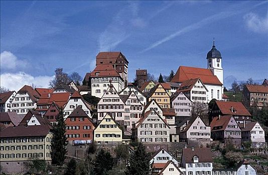 城镇,住宅建筑,黑森林地区,巴登符腾堡,德国,欧洲