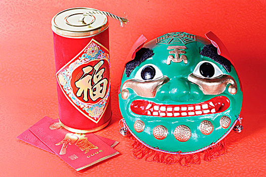 烟花,面具,中国,春节