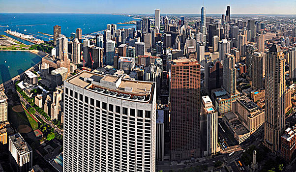 芝加哥,天际线,风景,中心,伊利诺斯,美国,北美