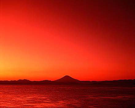 日本,富士山,黄昏