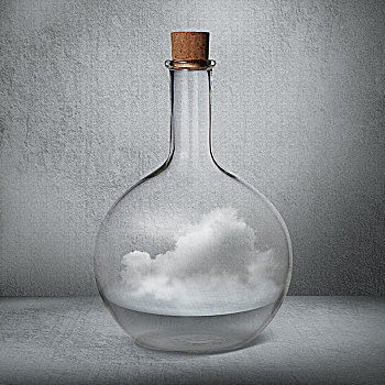玻璃瓶,液体,水汽,站立,室内,灰色,盒子