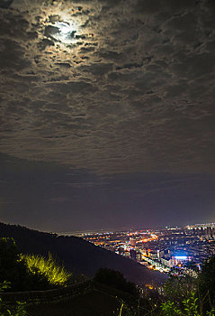 夜景,月亮,城市