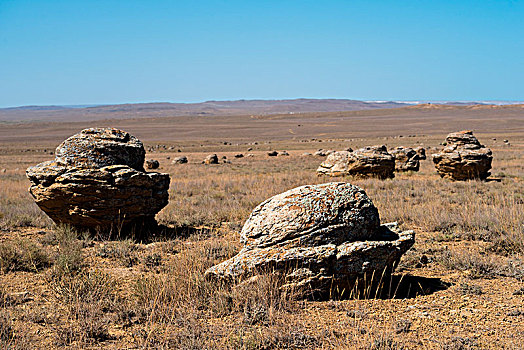 地质,球体,岩石构造,山谷,球,沮丧,荒芜,区域,哈萨克斯坦