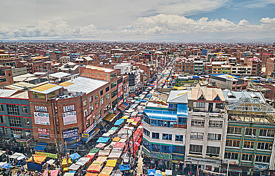 俯视图,城市,街道,厄尔奥尔托,玻利维亚,南美
