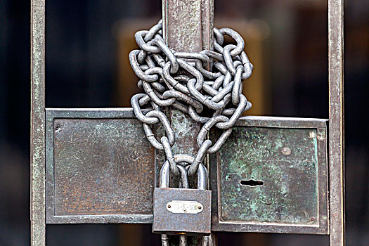 链子,挂锁,铁门,布达佩斯,匈牙利,欧洲