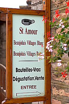 地窖,标识,博若莱葡萄酒,酒乡,罗纳河谷,法国