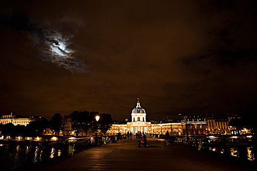 法兰西学院,夜晚,巴黎,法国