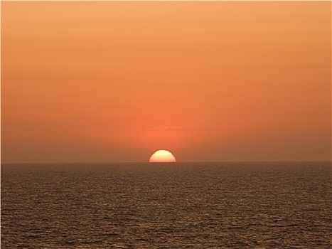 日落,地平线,海洋