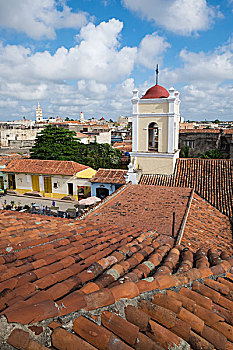 古巴,卡马圭,屋顶,风景,城镇,历史,中心
