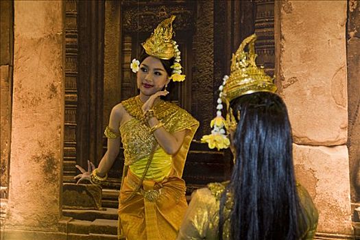 女性,飞天仙女,舞者,柬埔寨,东南亚