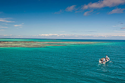 小,船,蓝色泻湖,斐济,南太平洋