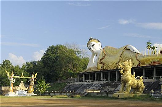 寺院,庙宇,卧佛,雕塑,地区,泰国,亚洲