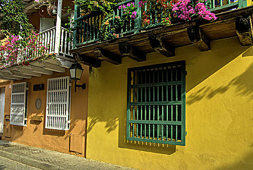 西班牙殖民地,建筑,老城,卡塔赫纳,哥伦比亚