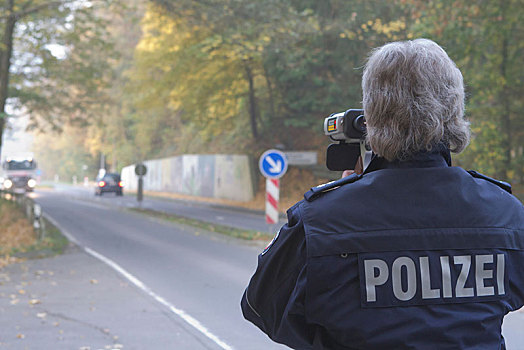 警察,操作,雷达,枪,速度,控制,地区,北莱茵威斯特伐利亚,德国,欧洲