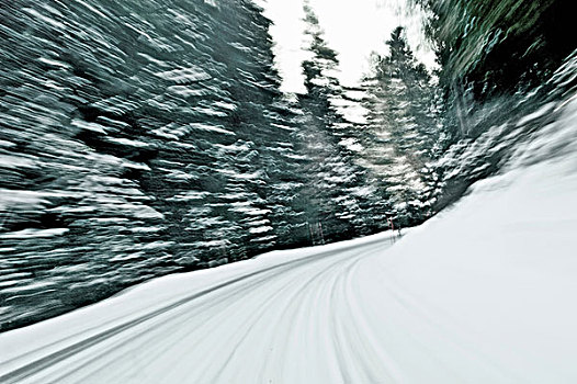 动感,道路,雪中