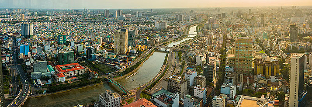 风景,胡志明市,西贡,河,金融,塔,越南,亚洲