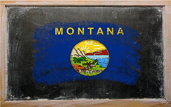 旗帜,美国,蒙大拿,黑板,涂绘,粉笔