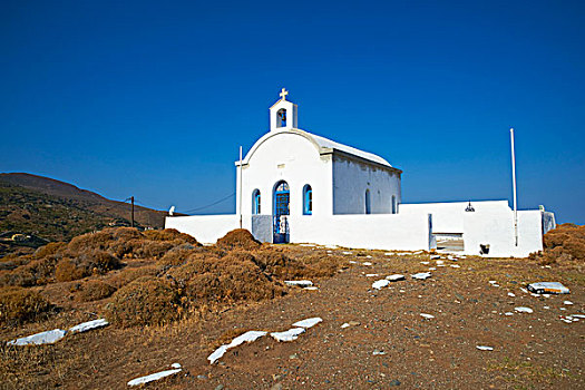 白色,小教堂,安得鲁斯岛,希腊,欧洲