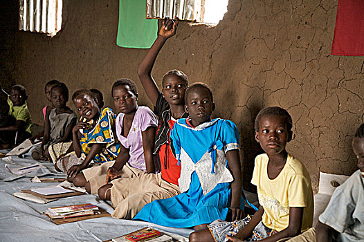 一群孩子,社交,小学,居民区,朱巴,南,苏丹,许多,孩子,学校,战争,不安全