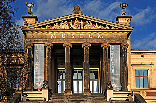 博物馆,修威林,蓝色,天空,云,新古典主义,风格,梅克伦堡前波莫瑞州,德国,欧洲