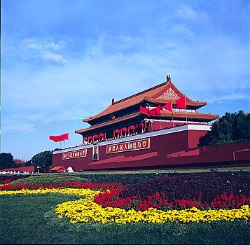 北京天安门广场的花坛
