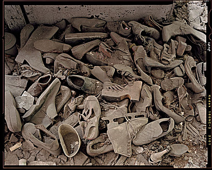 堆,尘土,老,鞋,教堂,学校,加里,印地安那,美国