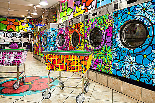 彩色,自助洗衣店,纽约,美国,哈莱姆区