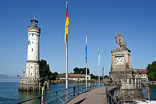 入口,海港,康士坦茨湖,巴伐利亚,德国,欧洲