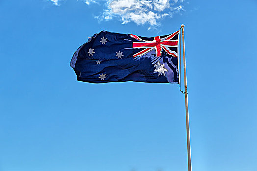 澳大利亚,蓝天,摆动,旗帜