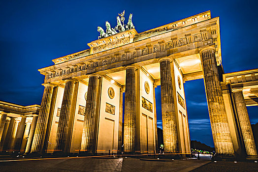勃兰登堡门,黄昏,光亮,柏林,德国,欧洲