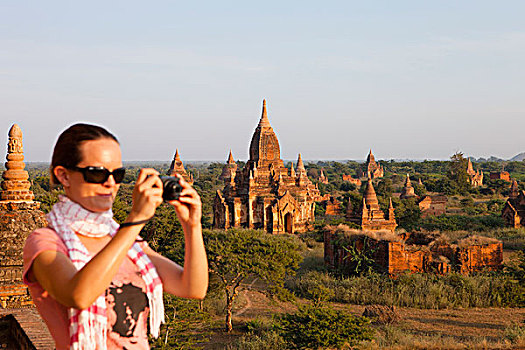 欧洲,旅游,拍照,日落,庙宇,蒲甘,缅甸