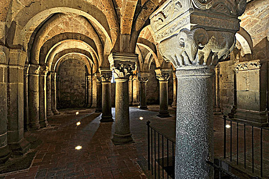 柱子,描写,地下,异教,地穴,10世纪,大教堂,墓地,拉齐奥,意大利,欧洲