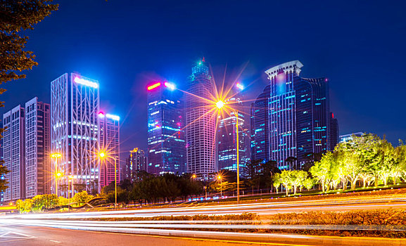 深圳城市天际线和建筑夜景