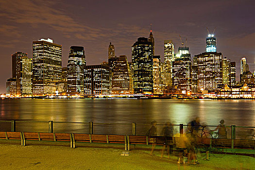 布鲁克林,水岸,风景,东方,河,天际线,曼哈顿,纽约,美国