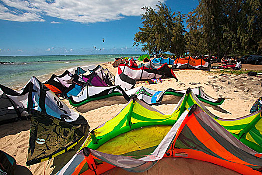 夏威夷,毛伊岛,风筝,海滩,彩色,海浪