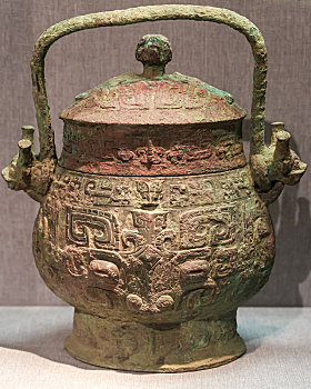 西周兽面纹铜提梁卣,河南省洛阳博物馆馆藏文物