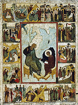 圣徒,帕特莫斯岛,场景,生活,早,16世纪