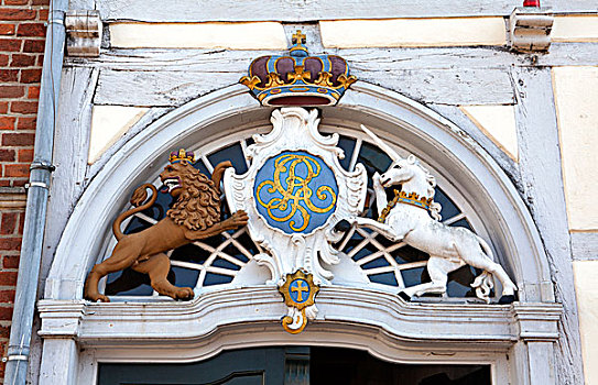 入口,盾徽,大教堂,下萨克森,德国,欧洲
