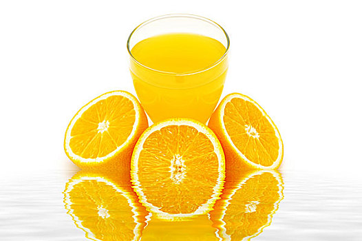 橙汁,橘子,隔绝,白色背景