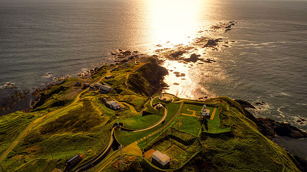 航拍,岬角,北海道,日本