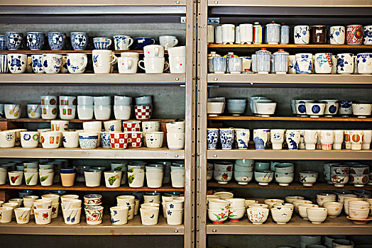 大,选择,陶瓷,杯子,大杯,架子,日本,瓷器,工作间