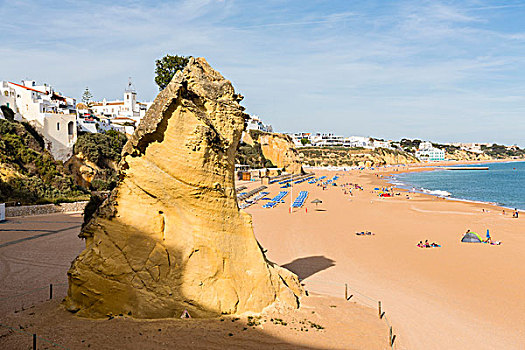 俯视图,海滩,石头,独块巨石,阿尔布斐拉,阿尔加维,葡萄牙