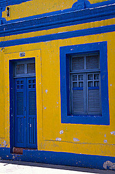 巴西,靠近,累西腓,蓝色,黄色,房子
