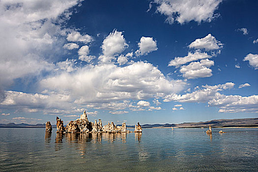 岩石构造,云,莫诺湖,石灰华,自然保护区,加利福尼亚,美国,北美