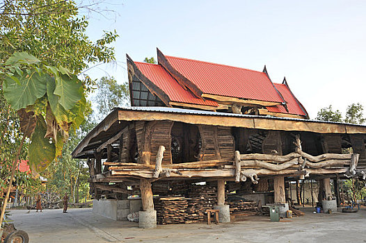 木质,庙宇,寺院,泰国